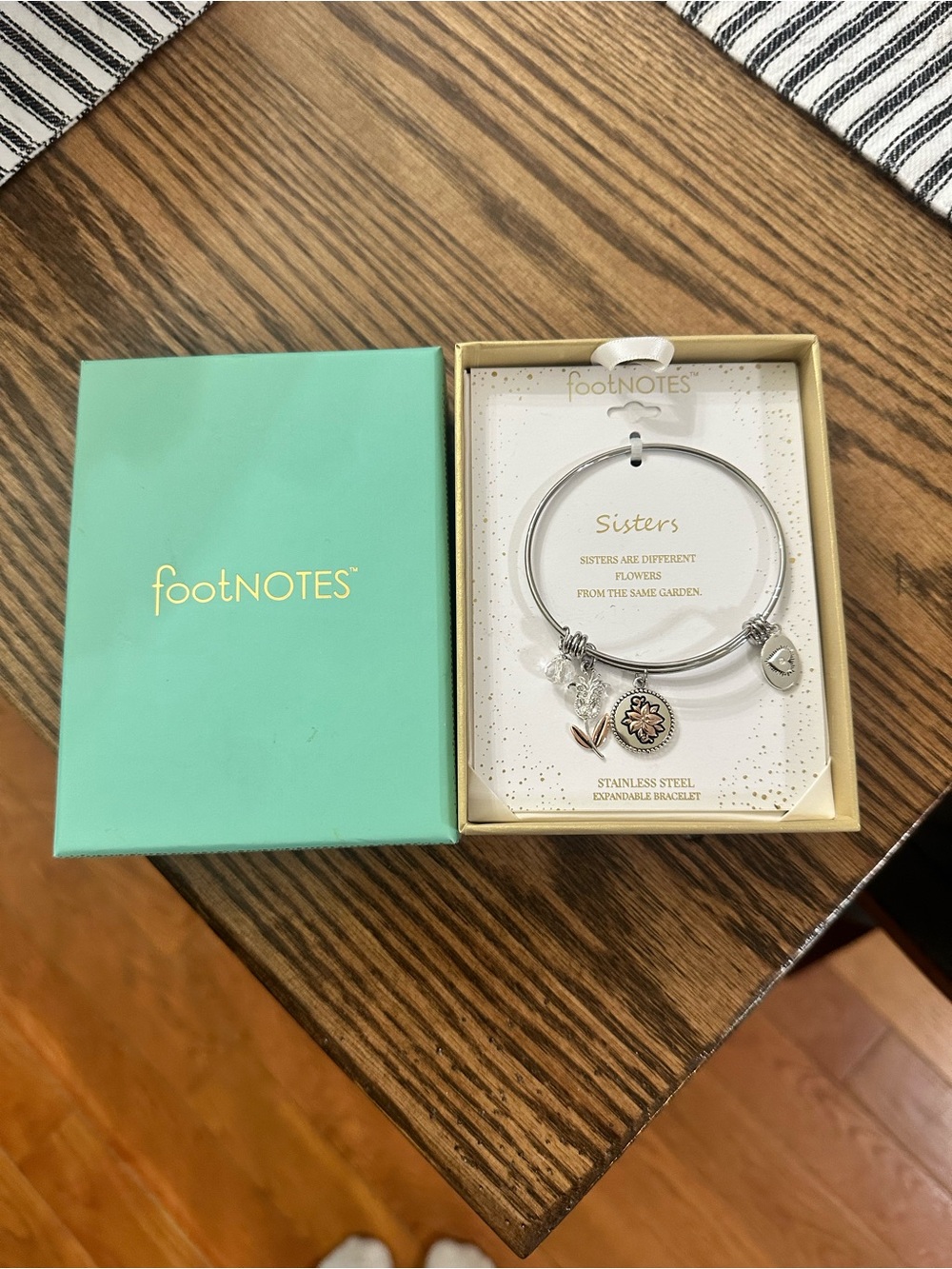 New footnotes Sisters Stainless Steel Expandable Charm Bracelet in Silver